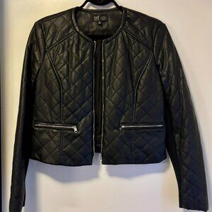 Zara Quilted Black Faux Leather Jacket - Women's Size Large